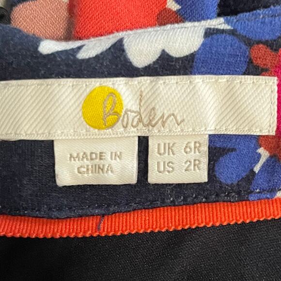 Boden Aida Blue Floral Belted Fit and Flare Dress 2 Cocktail Work - Picture 5 of 7